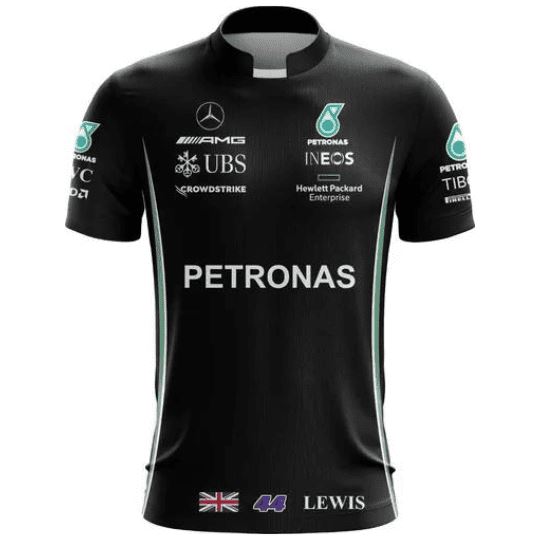 Camiseta de Lewis Hamilton Preta F1 Camiseta de Lewis Hamilton Preta F1 Motor Ofertas P 