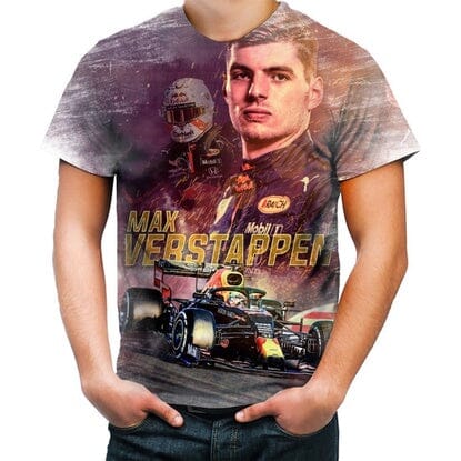 Camisetas Estampadas da F1 Camisetas Infantis do Max Verstappen da F1 Motor Ofertas MAX Infantil 02 - 40 x 32 cm 